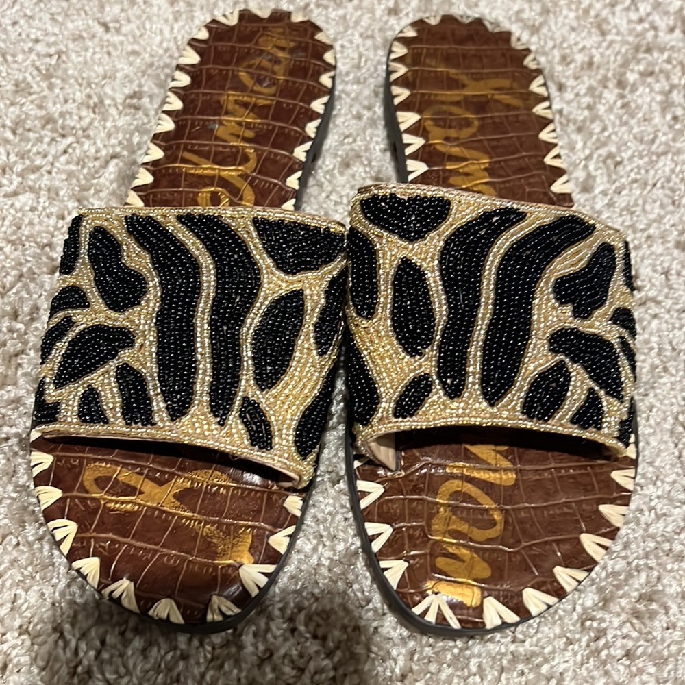 Sam Edelman sandals beautiful zebra beads detail used gently true to size